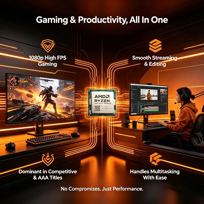 Picture 5: 8-Core 16-Thread AMD Ryzen 7 9800X3D Zen5 4nm 4.7GHz 5.2GHz AM5 104MB 3D V-Cache 120W DDR5 Gaming Desktop CPU Processor