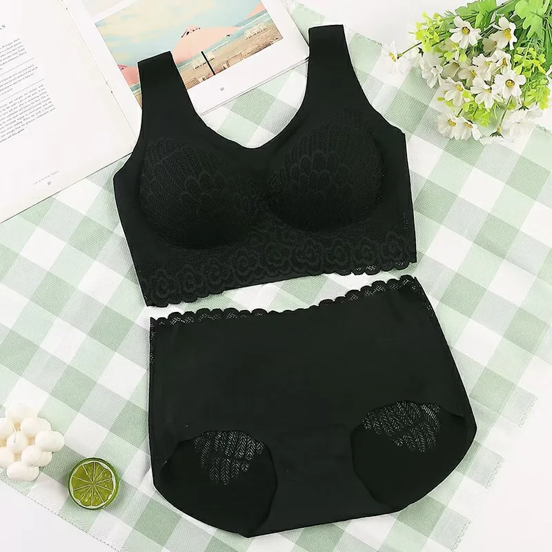 Pohodlná latexová podprsenka 4.0 s prsními vložkami, dámská spodní prádlo, bezdrátová, s řasením, braletka s kalhotkami, spodní prádlo 2dílné - náhled 3