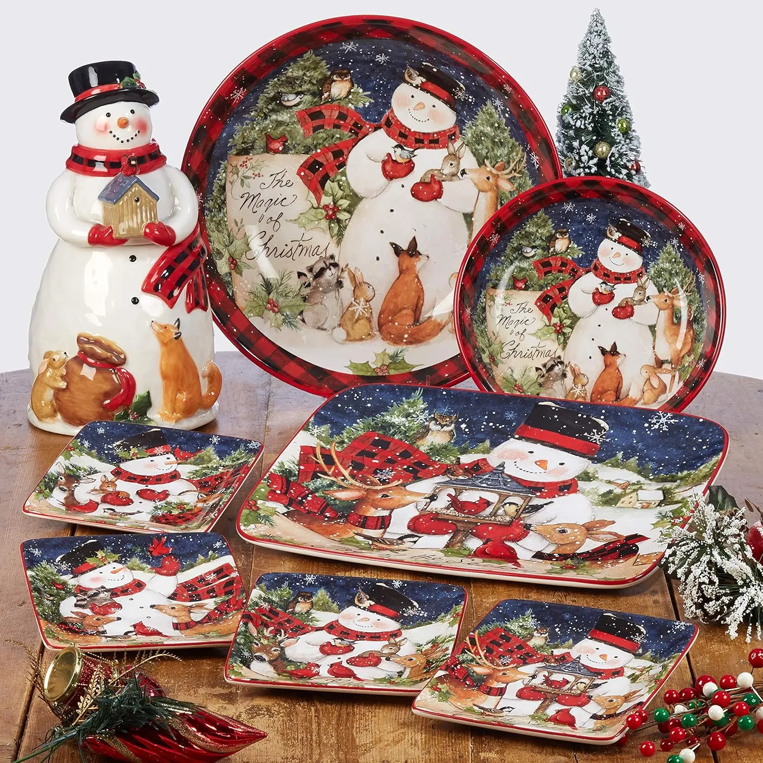 Magic of Christmas Snowman 9" Salad/Dessert Plates, Multicolored, Medium, Set of 4