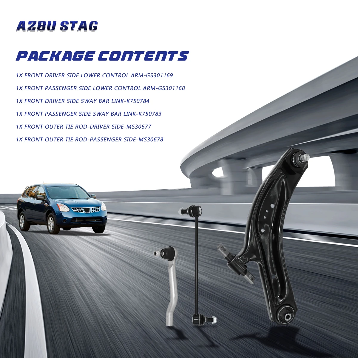 ZbuStag 6 Pezzi Anteriore Inferiore Braccio di Controllo Sway Bar Link Tirante Kit Sospensione per Nissan Rogue 2014 2015 2016 2017 2018 2019