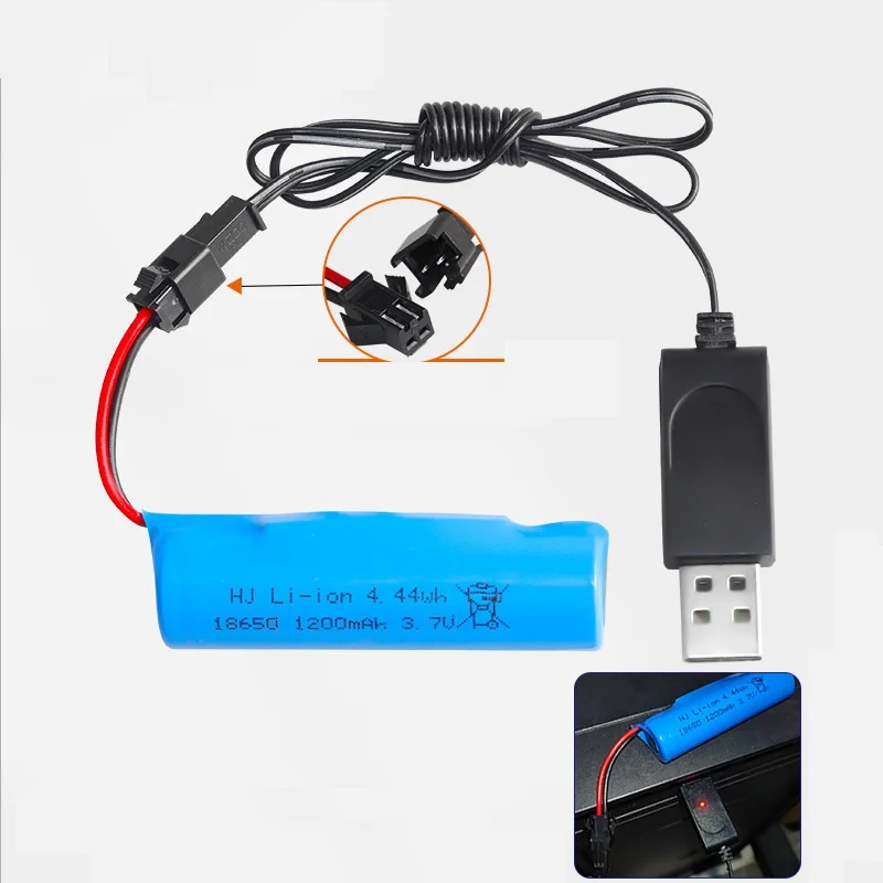 SM/JST/XH2.54 plug 3.7V 1200mAh 18650 Li-ion Battery/USB For R/C Stunt Dump Car/RC Twist- Desert Cars R/C Climbing cars RC boats