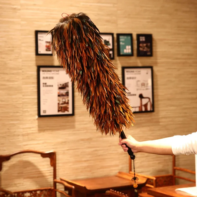 Real feather duster thickened retractable household cleaning dust removal pure manual high-end car dust sweeping