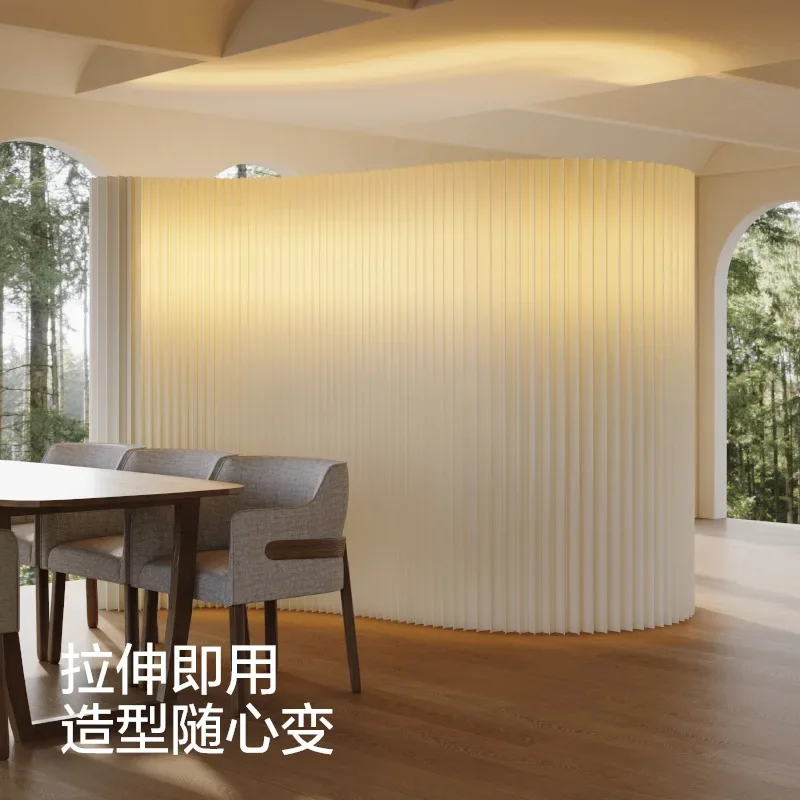 Paper screen partition luminous paper wall beauty salon office entrance light screen baffle folding stretch free installation