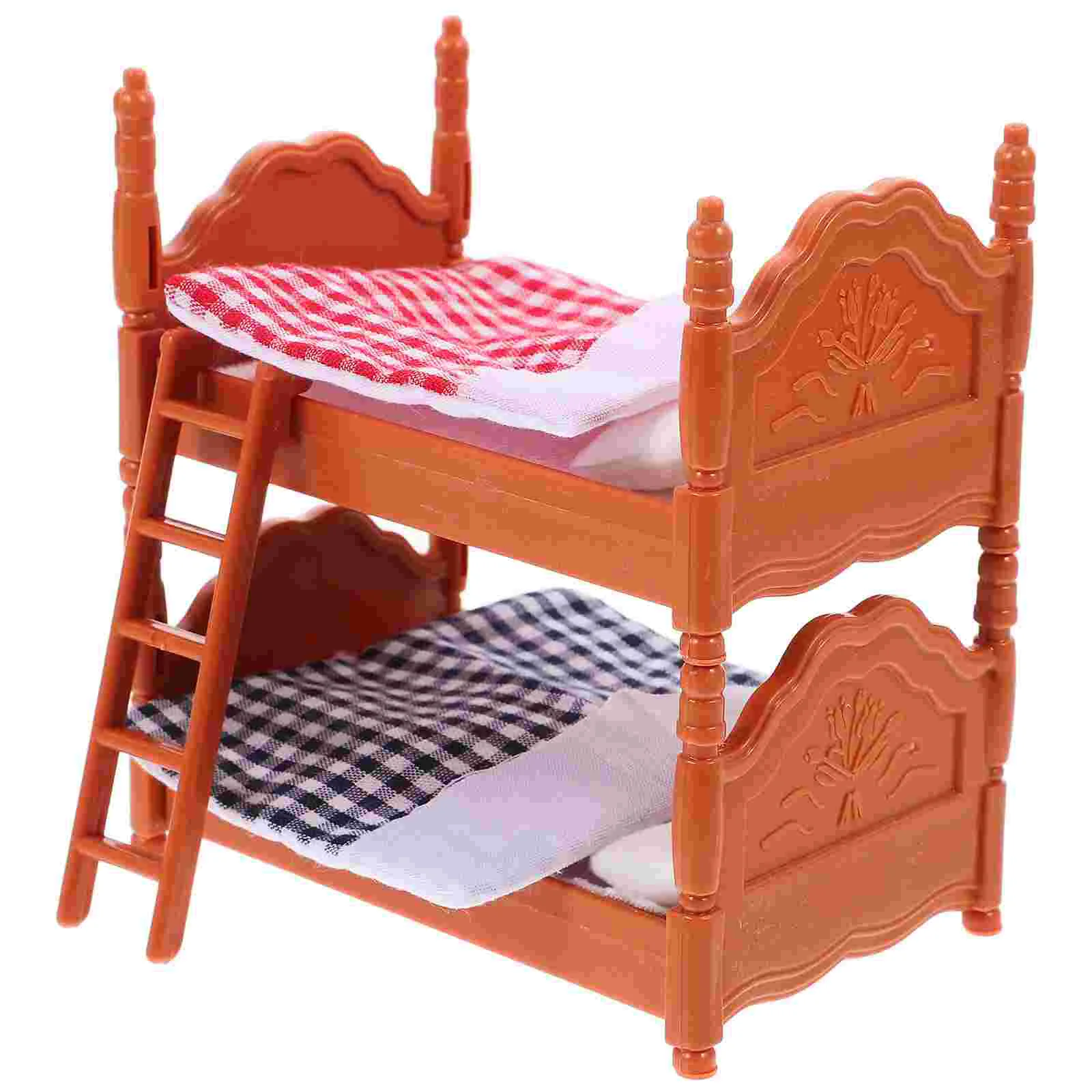 1pc Creative Mini Double Beds Mini Bunk Beds Practical Simulation Bed House Bed House Furniture