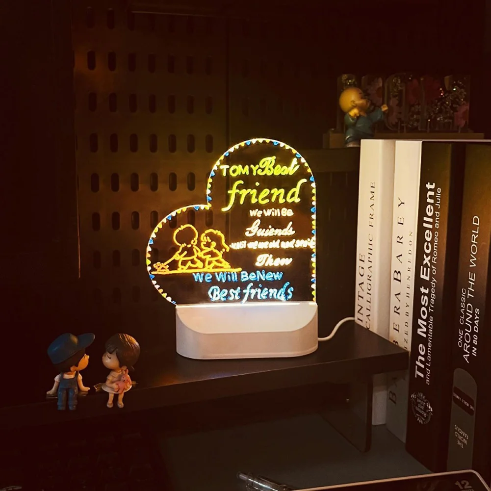 

DIY Personalized Acrylic Digital Wordboard LED Night Light Erasable Transparent Handwriting Board Perfect For Home Decoration