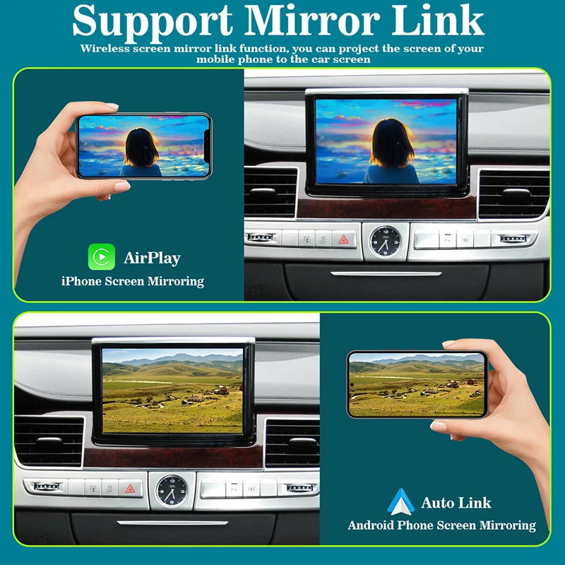 2025 CarPlay اللاسلكي وAndroid Auto لسيارة Audi A8 D3 2010-2017، محول لاسلكي مع مدخل كاميرا خلفية، يدعم مرآة AirPlay L #5