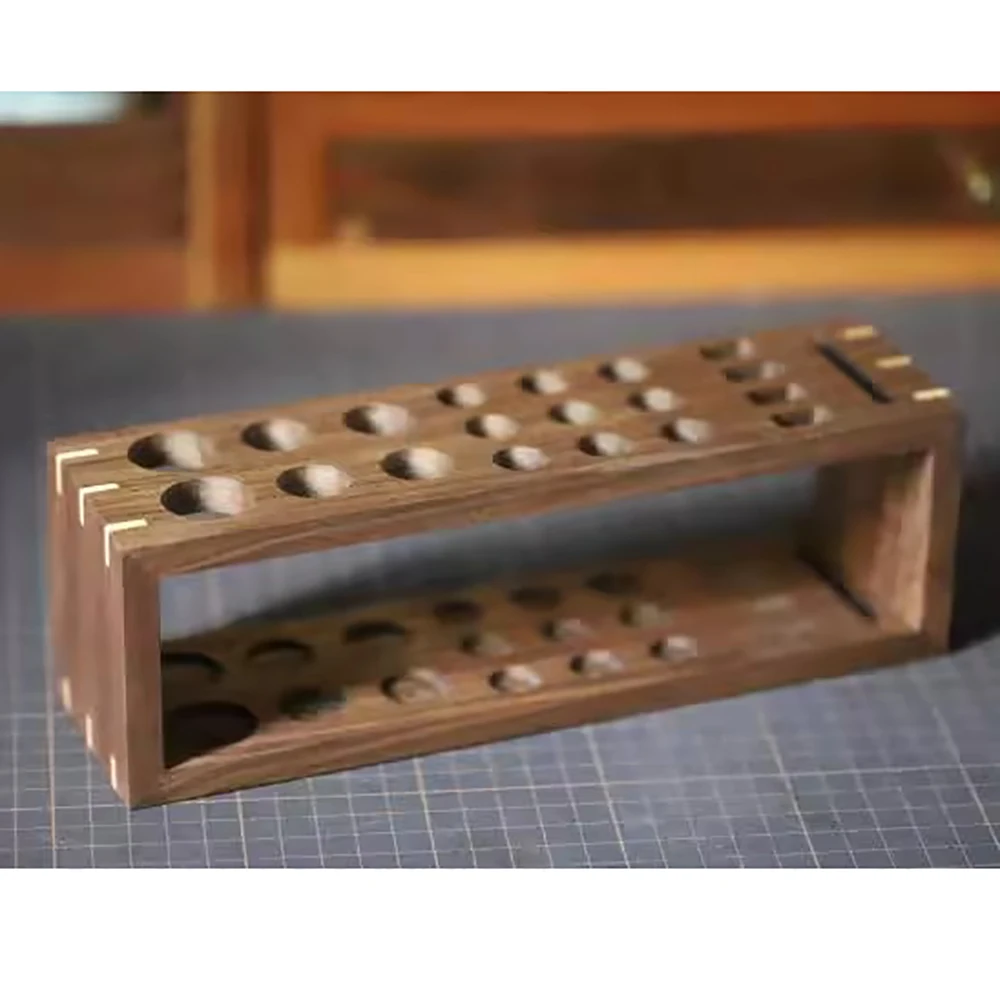 

MINI Black Walnut Storage Rack for Leather Craft Tools DIY Handmade Carving Cutting Thinning Punching Tool Holder 250x80x70MM