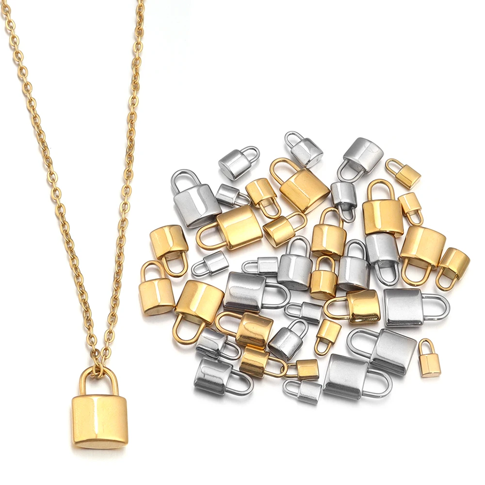 2pcs/lot Stainless Steel Lock Charm Fit Necklace Bracelet Padlock DIY Jewelry Making Necklace Bracelet Fittings Bulk