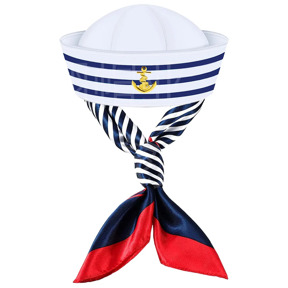 

Sailor Costume Women with Yacht Hat Scarf Outfit for Halloween Cosplay Captain Suit Boat Party Dress Up Marine Style Navy Theme