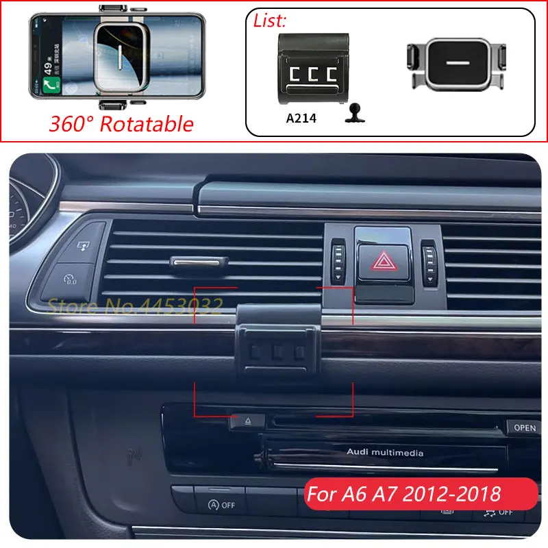 1 Suit Car Phone Holder For Audi A6 c7 4G A7 4G8 2012-2018 Air Outlet Rotatable Stand One-handed operation Bracket Accessories