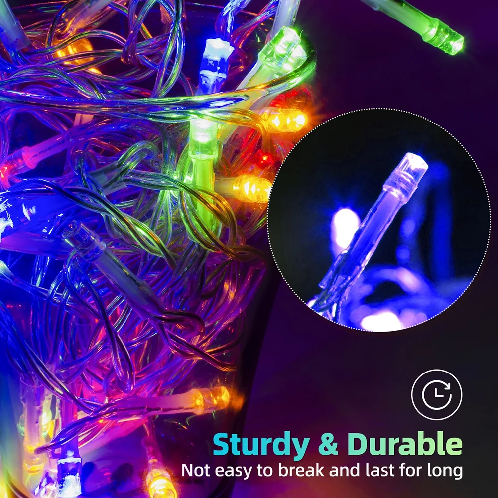 سلسلة أضواء جليد الشمسية 8 أوضاع أضواء الطنف الشمسية الخارجية لحديقة فناء شرفة حفل زفاف عيد الميلاد ديكور الهالوين