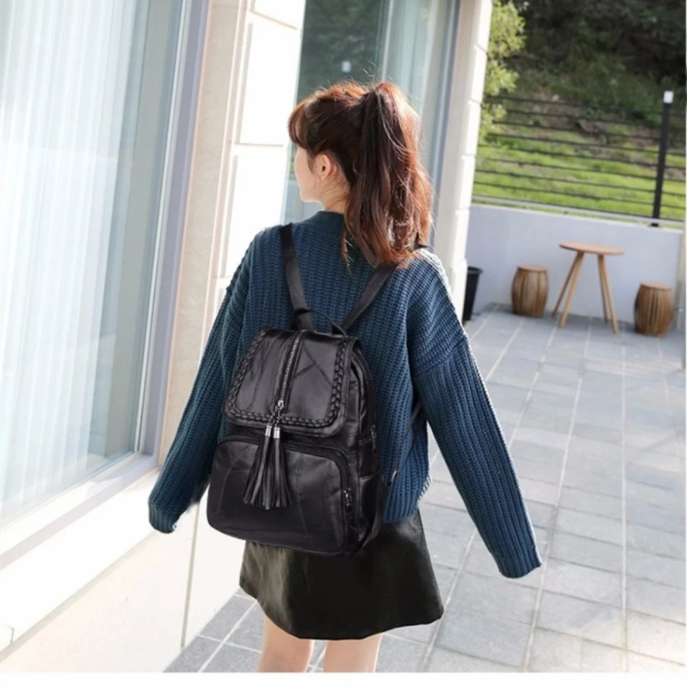 Mochila Vintage de cuero PU para mujer, bolso escolar para niñas, bolso de viaje, bolso de hombro