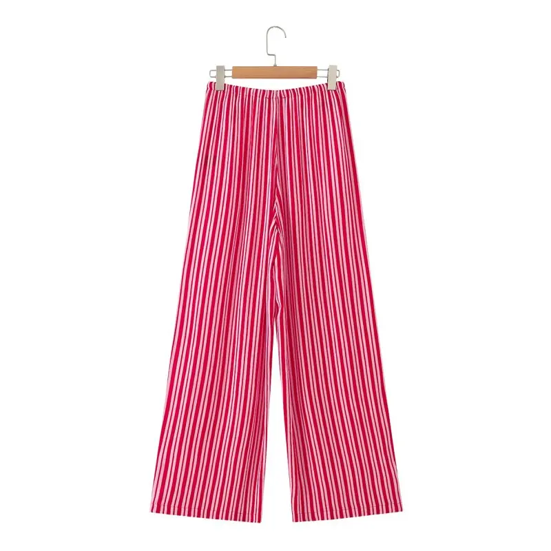 XNWMNZ High Quality  2026 New Women's Summer Striped Lounge Pants Relaxed Fit Cotton Pajama Pants with Drawstring Waist High-Wai