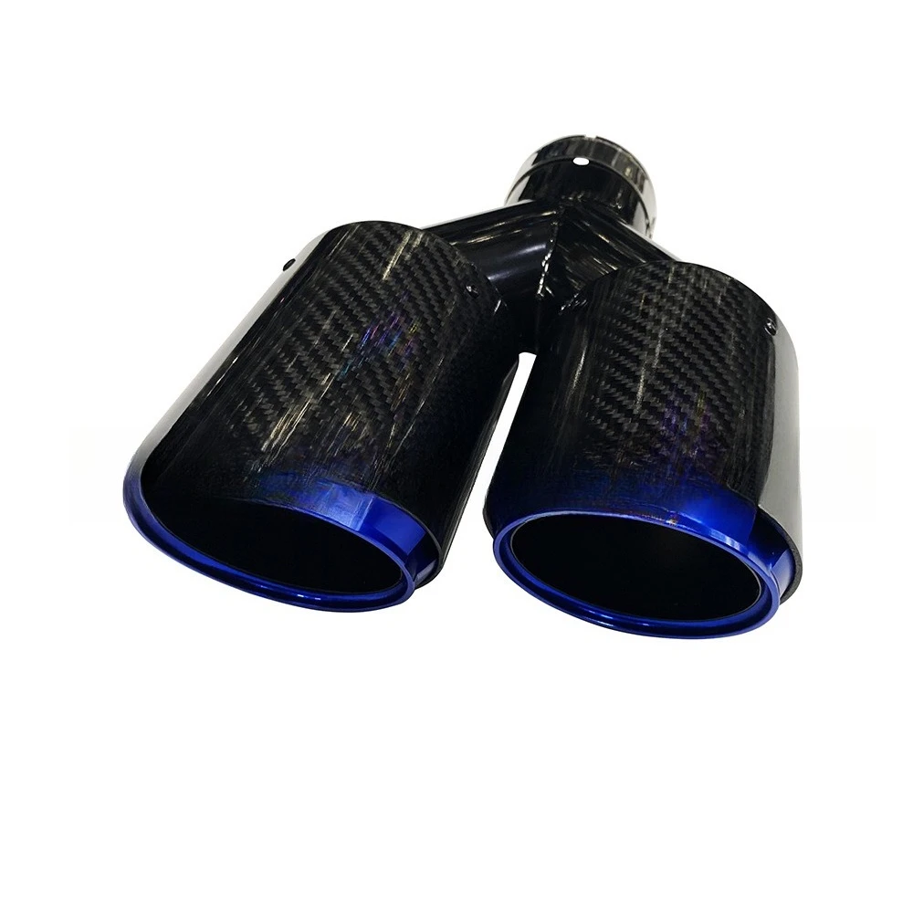 Automotive carbon fiber exhaust pipe Automotive modification Double tube stainless steel tail throat Y type double carbon fiber