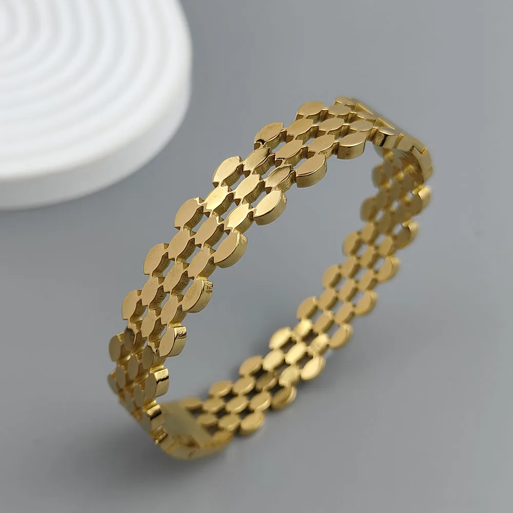 New honeycomb hollow gold-plated stainless steel bracelet, high quality waterproof silver bracelet, couple jewelry