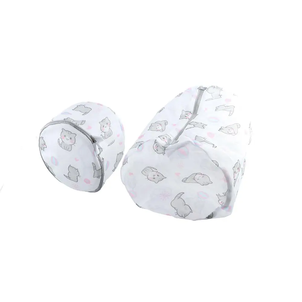 Washing Net Filter Cute Laundry Bag Cartoon Cat with Zipper Lingerie Wash Bags Foldable Mesh Washing Net Pouch Washing Machine