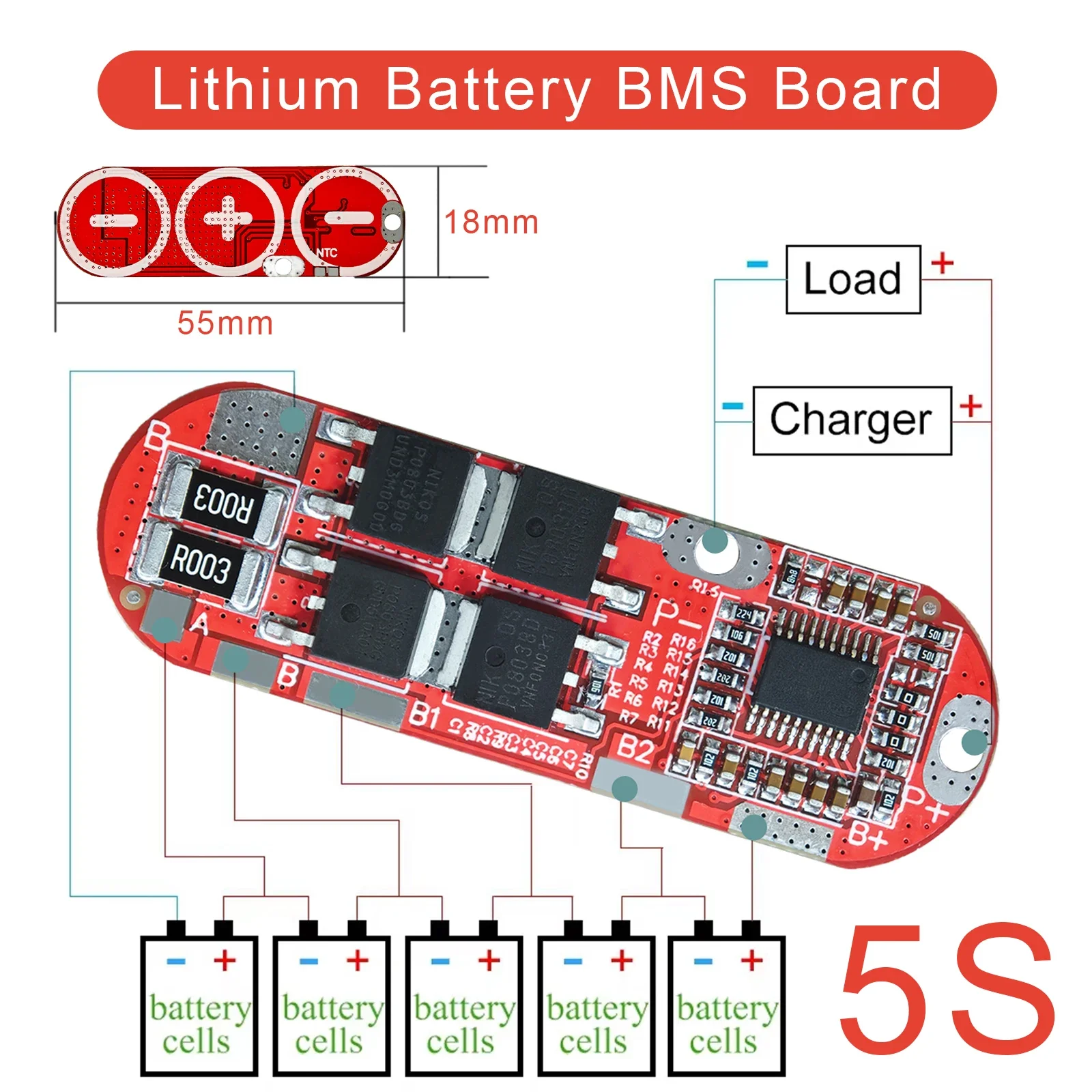 BMS 1S 2S 10A 3S 4S 5S 25A Lithium-Batterie-Schutzplatine 18650 Li-Ion Lipo Ladegerät Überladung Überentladung Kurzschluss PCB – Detail 14