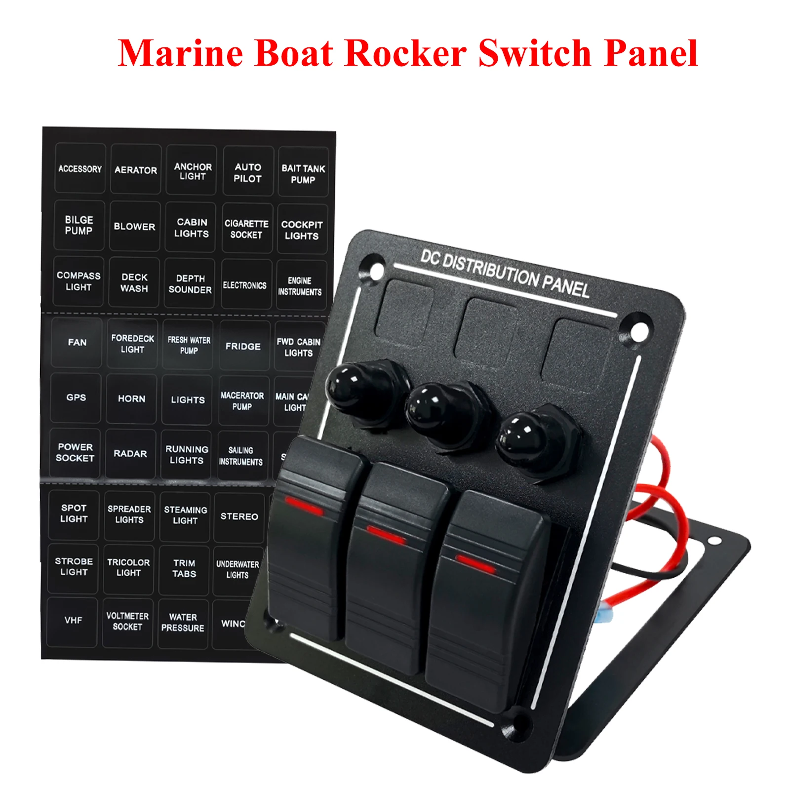 

3 Gang Rocker Switch Panel 12V/24V Waterproof LED Light 15A Circuit Breaker for Marine Boat Yacht RV ATV UTV Car 4x4 Jeep Truck