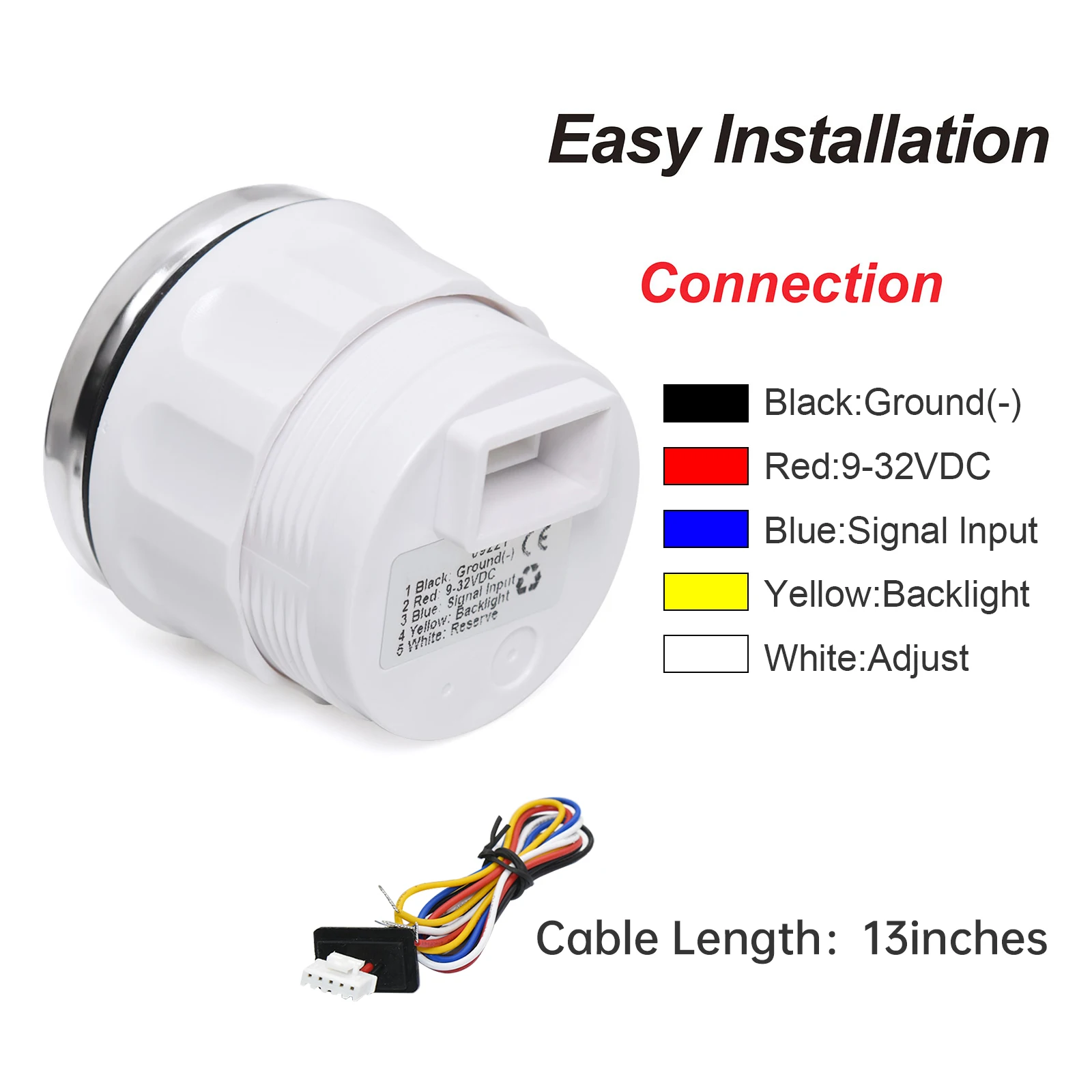 0-190 Ohm Fuel Level Gauge 52mm Car Gauge with Fuel Level Sensor 100mm-550mm 7 Colors Backlight for Marine Boat