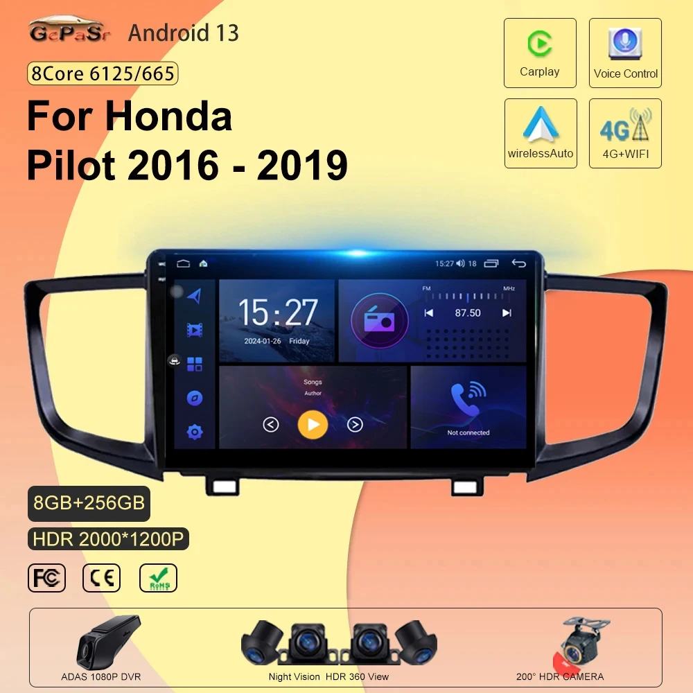 

Android 13 для Honda Pilot 2016 - 2019 android радио Carplay DVD BT No 2din Авто Радио стерео Мультимедиа GPS навигация телефон WIFI