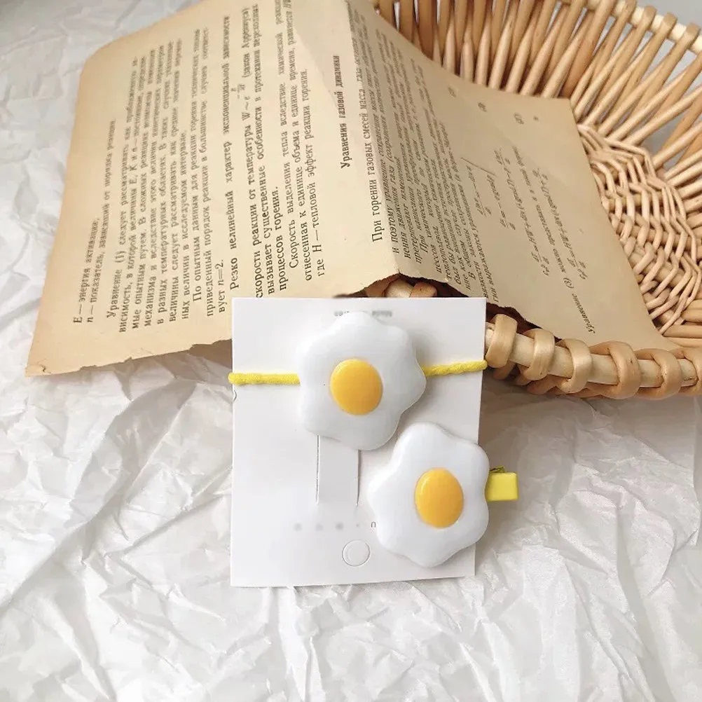 

Набор из 2 ярких заколок для волос для девочек: пластиковые заколки-омлеты ручной работы и металлические заколки-зажимы для школы и повседневной носки