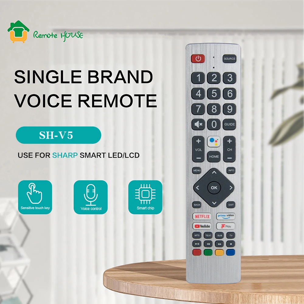 Голосовой пульт дистанционного управления SH-V5 для Sharp AQUOS SHW/RMC/0134 Netflix Prime YouTube F-Play Smart TV с голосовой функцией