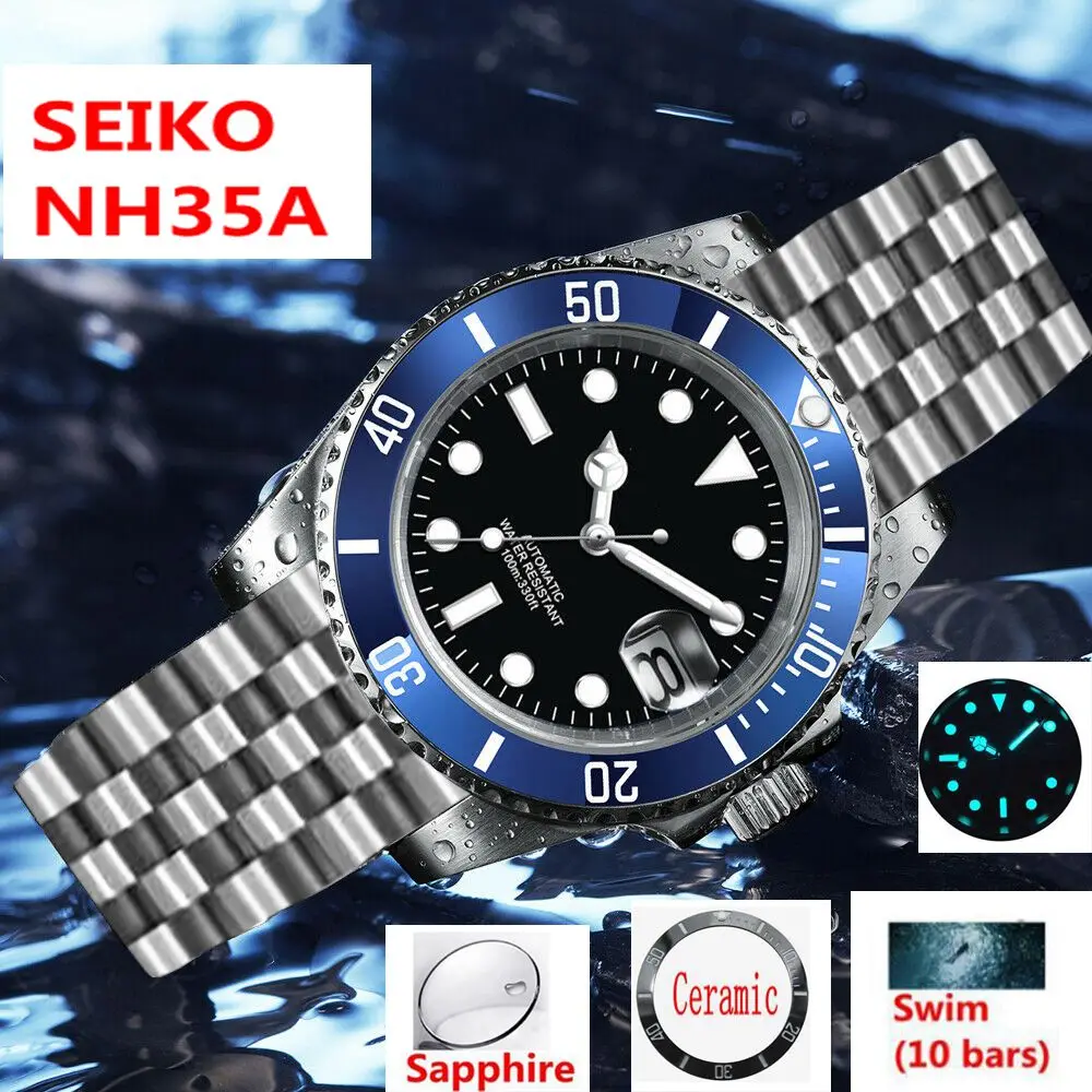 

Custom Logo Mechanical Wristwatch Luxury Ceramic Bezel Automatic Watches Sapphire Waterproof NH35 Watch Men Relogio Masculino