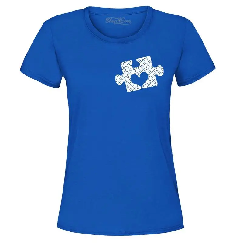 

Heart Puzzle Piece Autism Pocket Size Women's T-Shirt Neurodiversity Shirt