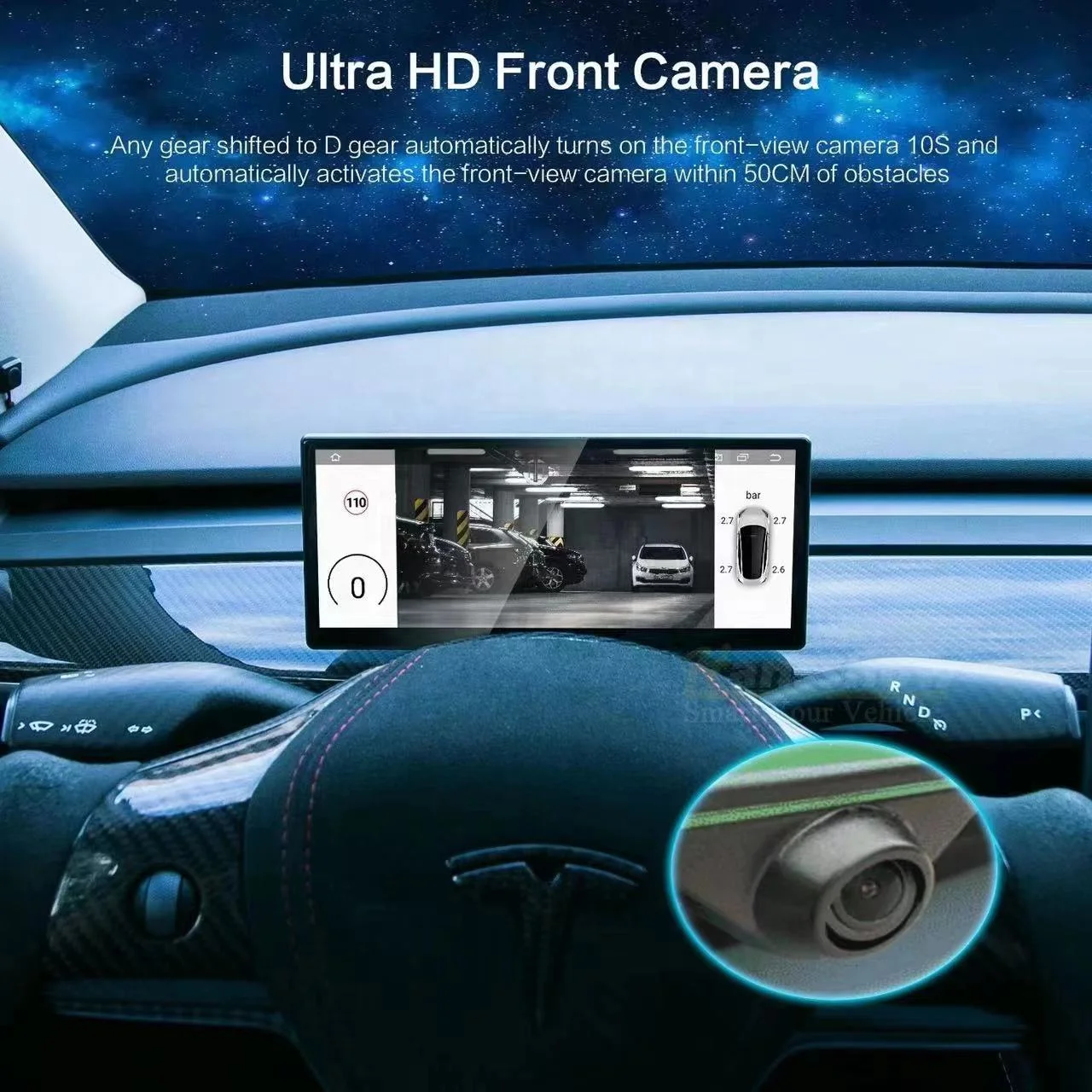 For Tesl Model 3 Y Car Dash Board 10.25 inch IPS Screen HD LCD Meter Heads Up Display Wireless Carplay HUD Accessories