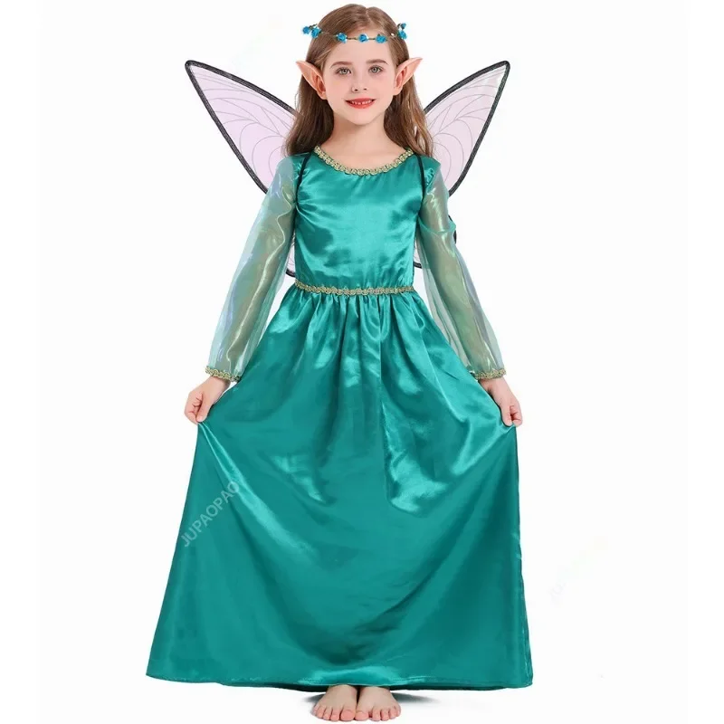 

Elves Halloween Fairy Tale Green Dress Set Forest Fairy Women's Clothing Carnival Clothing Women's Clothing Stage Play Perform