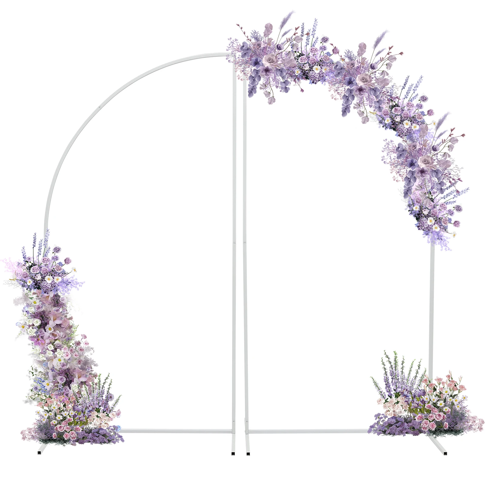مجموعة 5.91 قدم مكونة من حامل خلفية بقوس معدني، إطار زهرة قوس الزفاف للديكور والتصوير الفوتوغرافي ومواقد الزفاف