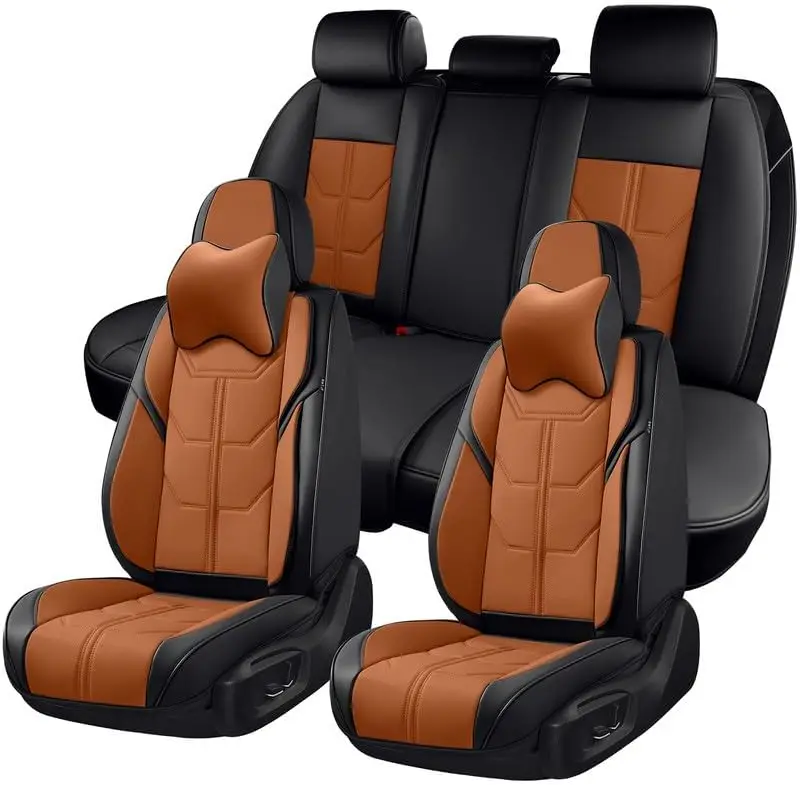 

Car Seat Covers Full Set, Front and Rear Covers for Cars, Leatherette Auto Protectors with Head Pillow