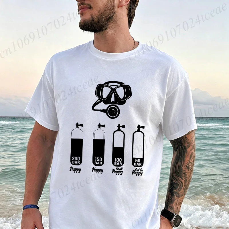 Summer New Style Fashion Men's T-Shirt Scuba Diving Print Design Men's Trendy Shirt Tops Funny Tee Shirts Gifts for Scuba Divers