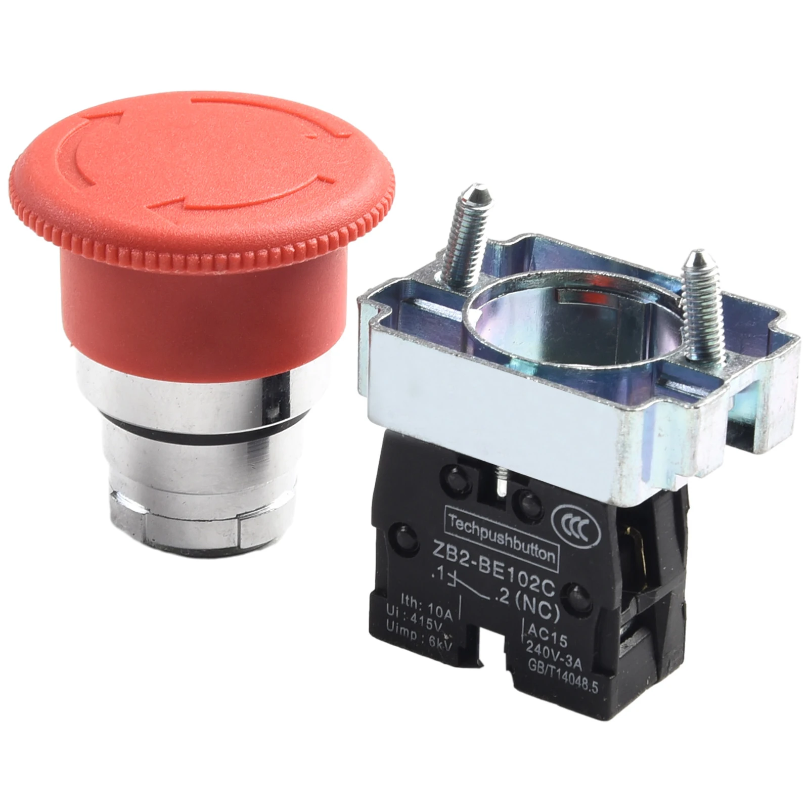 High Reliability 22mm Red Panel Mount Mushroom Head Push Button Switch Suitable for Textiles and Light Industrial Equipment