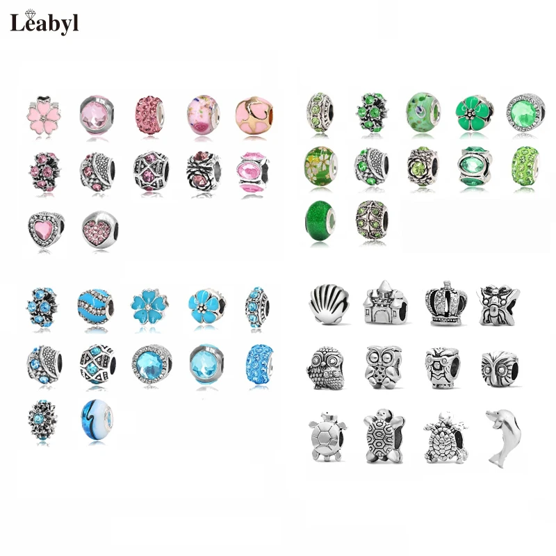 12 Pcs Mix Style Big Hole Charms Beads for DIY Bracelet Keychain Necklace Making Wholesale Colorful Crystal Alloy Accessories
