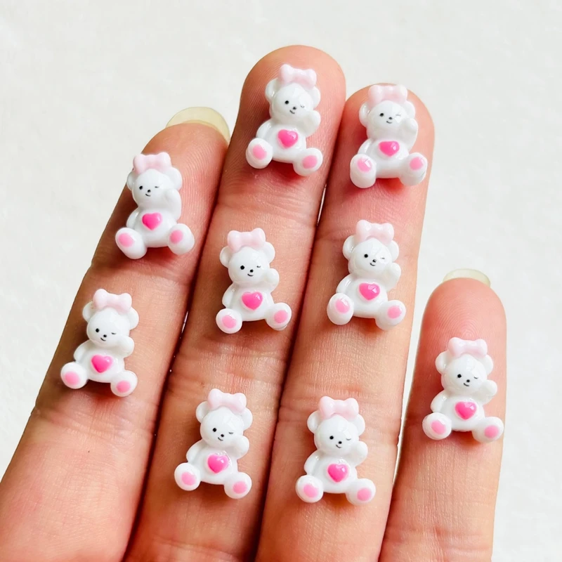 22 pieces of cartoon new love resin teddy bear flat back bookmark DIY jewelry handmade decoration accessories A154