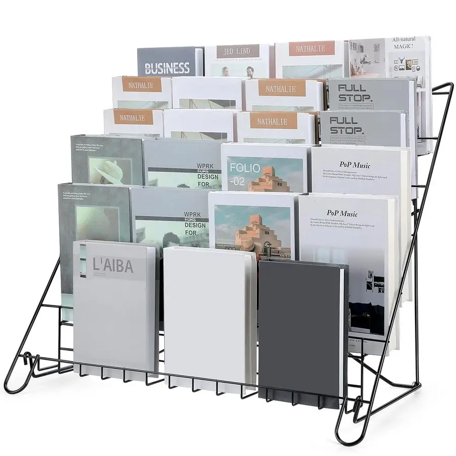 

6 Tiered Book Display Rack Wire CD Display Rack Book SigningTabletop Magazine Countertop Holder Retail Literature Brochures Hold
