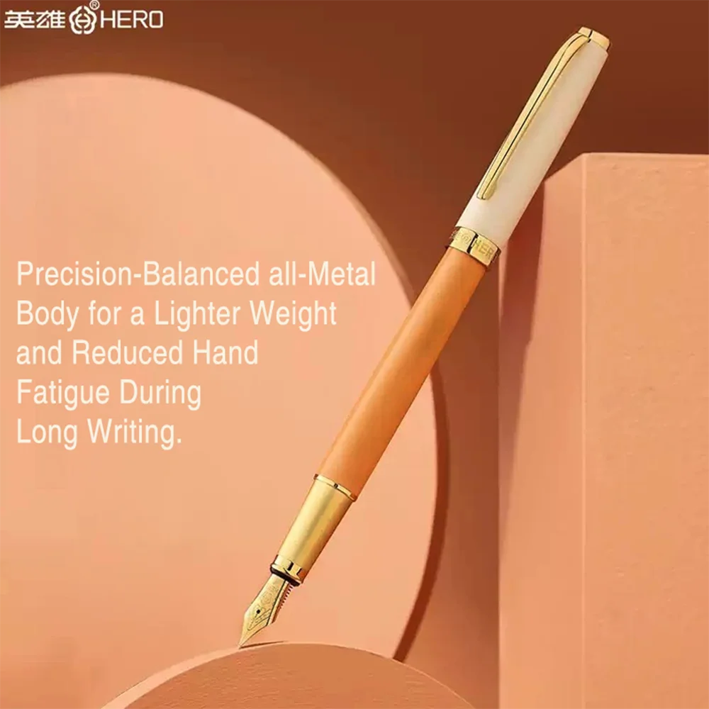 قلم حبر ملون Hero P108 مقاس 0.5 مم من إيريديوم لممارسة كتابة الطلاب، صندوق هدايا مستلزمات المكاتب المدرسية (12 لونًا)