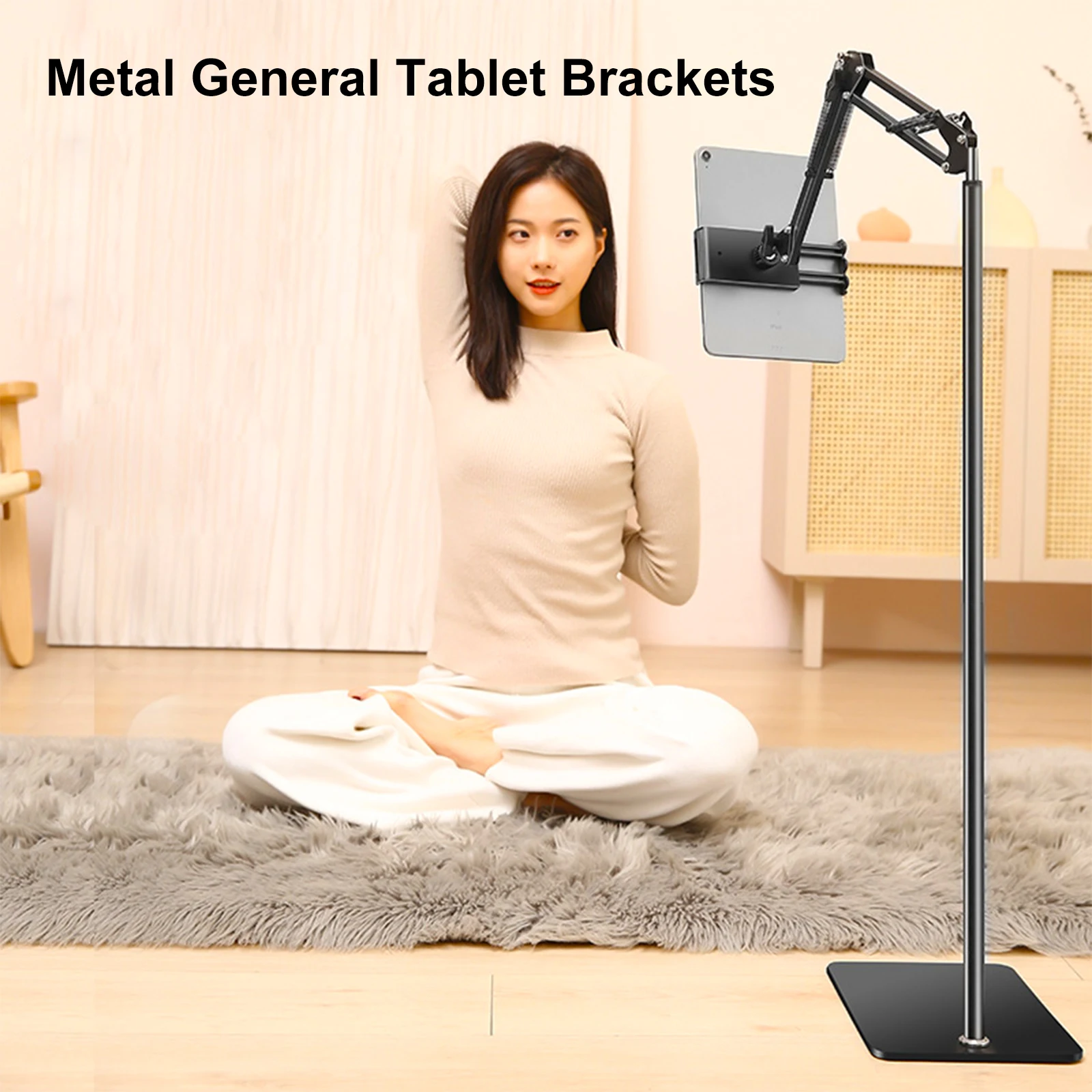 155CM Universal Aluminum Alloy Tablet Phone Stand Holder Clip Tripod Adjustable Bracket for Mobile Phones Ipro Tablets Holder