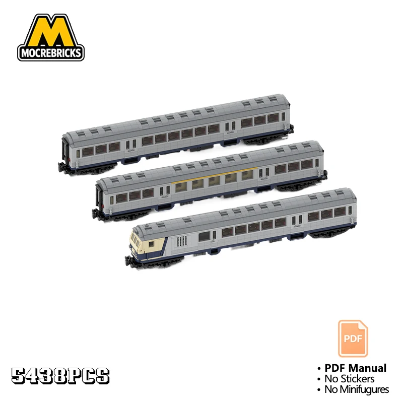 MOC 8 Wide European Railway Passenger Wagon DIY Assembly Bricks German Style Train Carriage Building Blocks Toy Gift For Adults