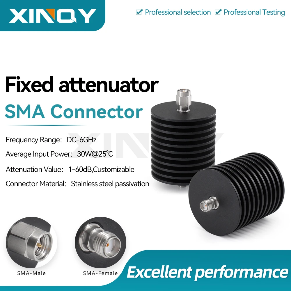 XINQY SMA RF Fixed Attenuator, 6GHz Signal Attenuator, 30W, 1dB, 3dB, 5dB, 6dB, 10dB, 20dB, 30dB