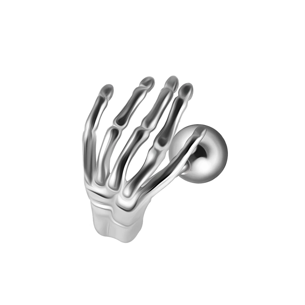 Surgical Steel Skeleton Hand Labret Lip Stud, Body Piercing