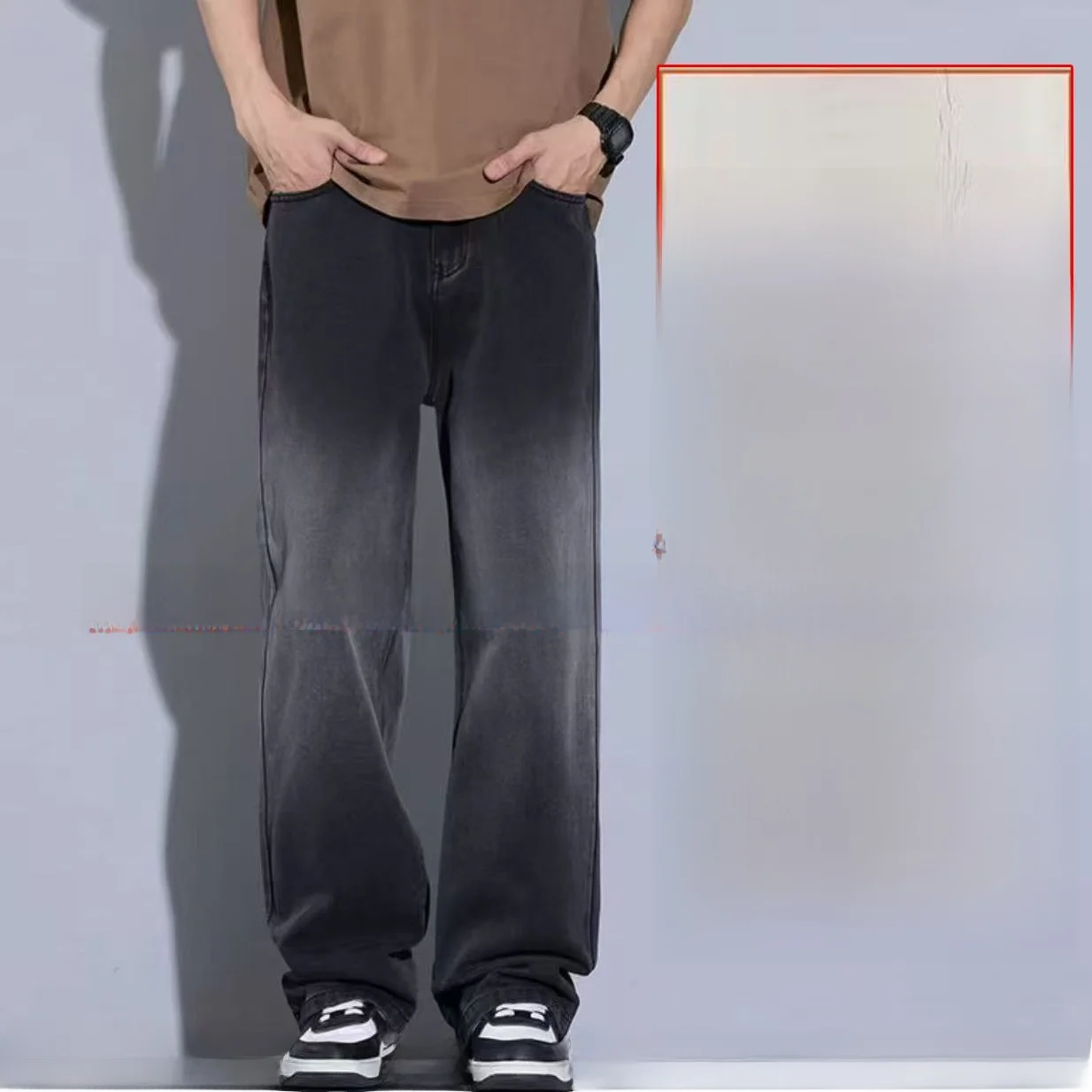 

Outdoor Men's Casual Loose Straight Leg Jeans Double Head Invisible Zipper Open Crotch Comfortable Polyester Cotton Blend