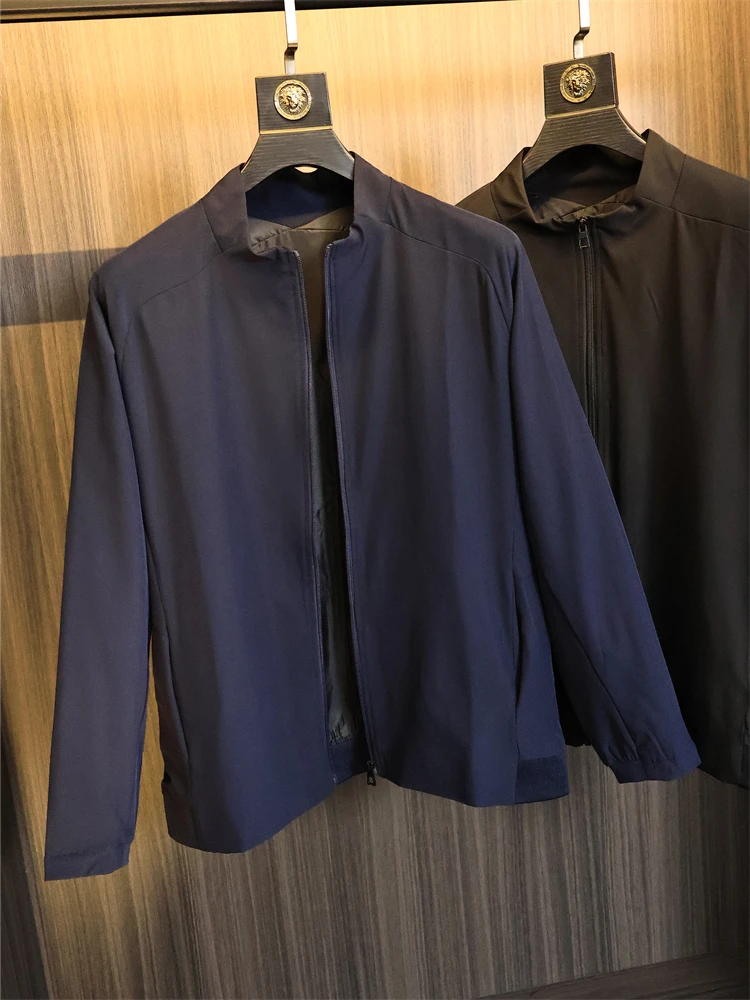 

Высококачественная спортивная повседневная мужская куртка с гладким эластичным воротником, легкая уличная легкая деловая осенняя модная городская свободная посадка, длинная одежда...