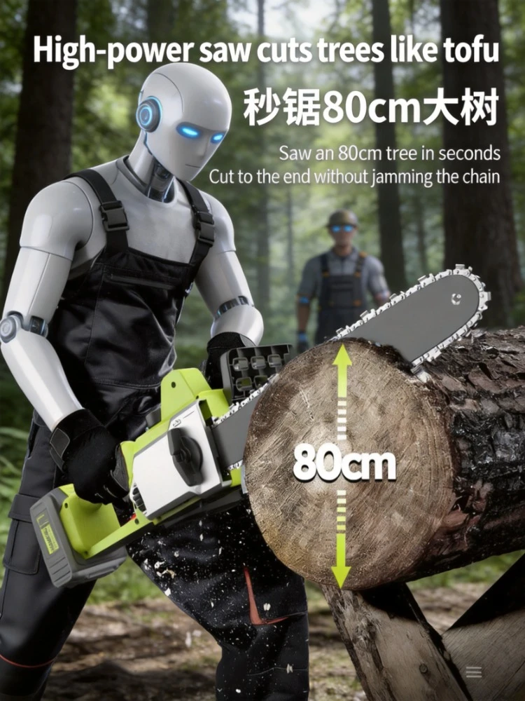 Large Capacity Lithium Battery Rechargeable Mini Handheld Electric Chainsaw for Household Tree Logging & Wood Cutting