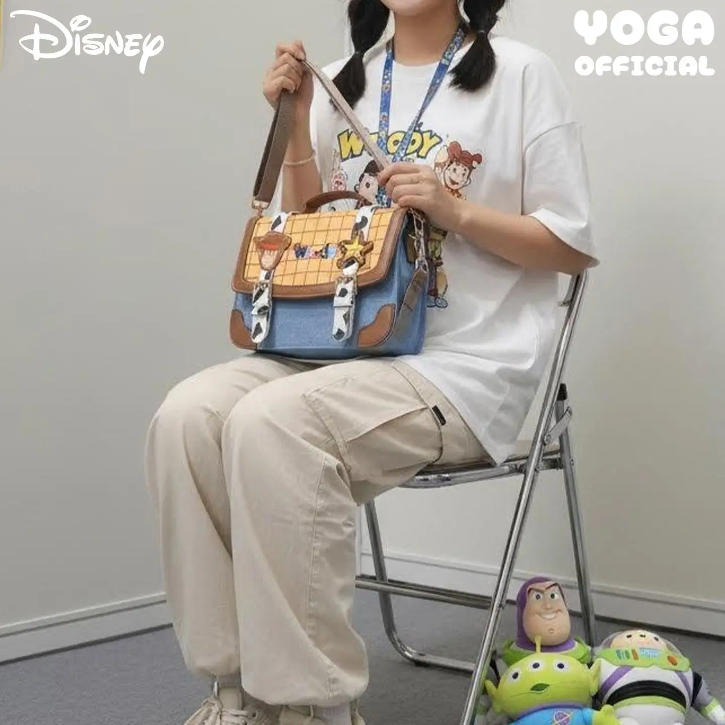 En stock: Bolso cruzado original de Toy Story Woody, bolso tote, soporte para teléfono, monedero, llavero, cordón, regalo elegante para uso diario