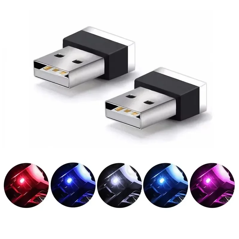 Car USB LED Atmosphere Lights Decorative Lamp Emergency Lighting Universal PC Portable Plug and Play Red/Blue/White
