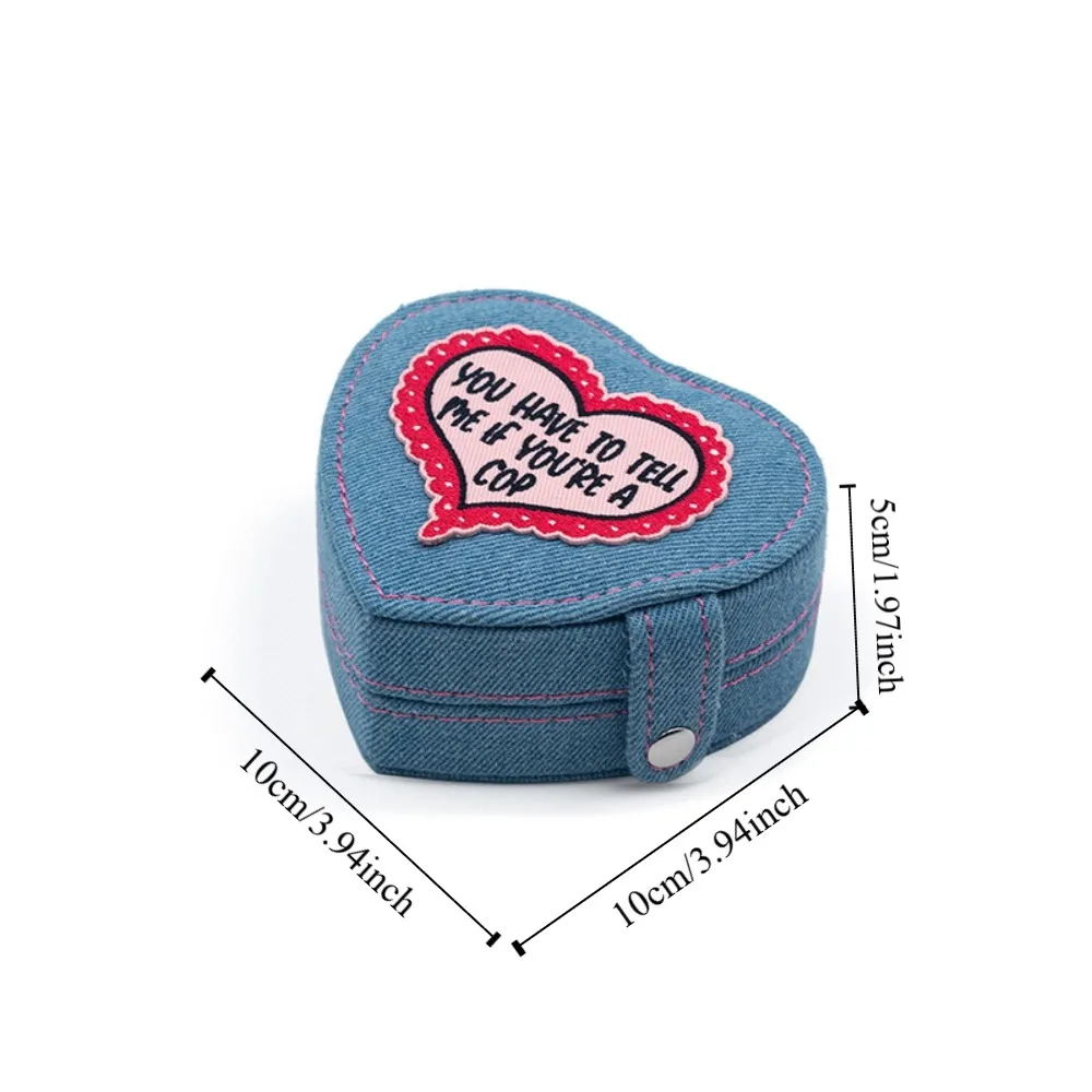 Denim Heart Jewelry Packing Bag Mini Multi-function Earring Storage Case Necklaces Bracelets Organizer Jewelry Display Holder