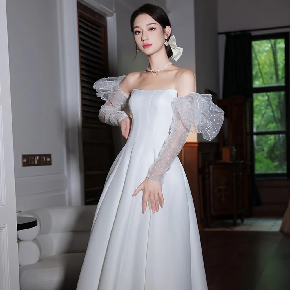 Illusion Detachable Ruffle Sleeves Simple Dot Bridal Accessories Charming Full Fingerless Gloves Without Dress SWD449