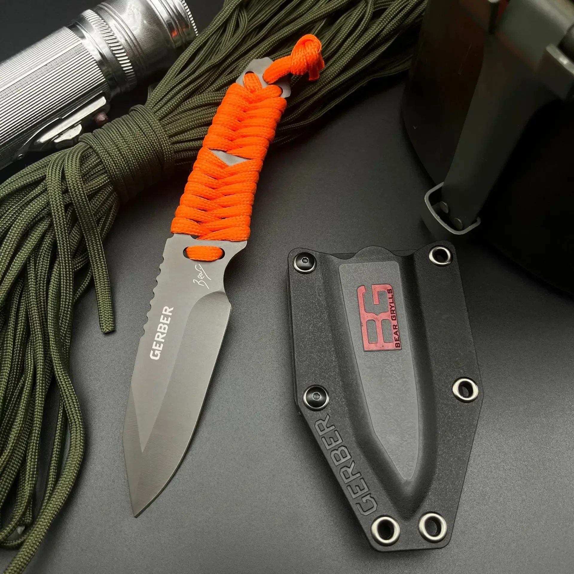 Multi-purpose Outdoor Knife, EDC Pocket Knife, Fixed Blade with Scabbard, Camping Knife, Survival Knife BBQ